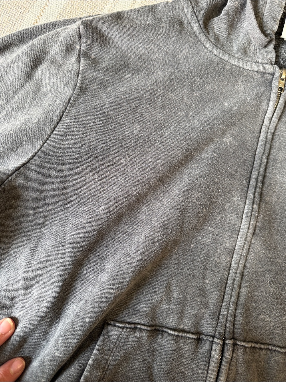 PINK Victoria's Secret Gray Full-Zip Hooded Sweatshirt with Floral Accents - Picture 13 of 13
